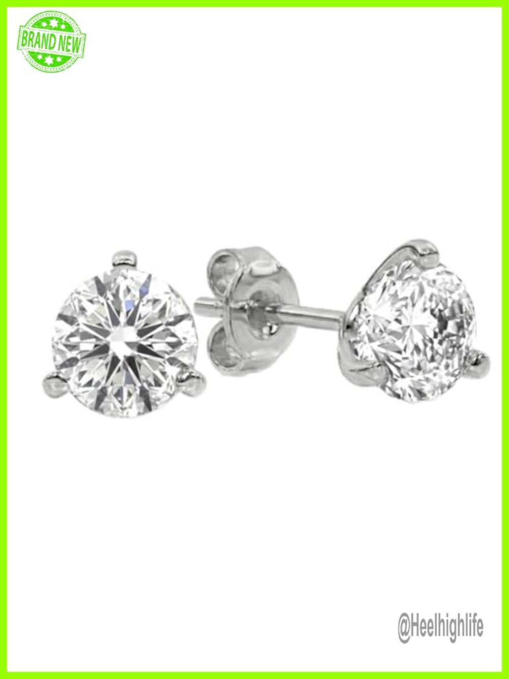 Lab Grown Diamond Martini Stud Earrings 10K White Gold 1.5 cttw Screw Back